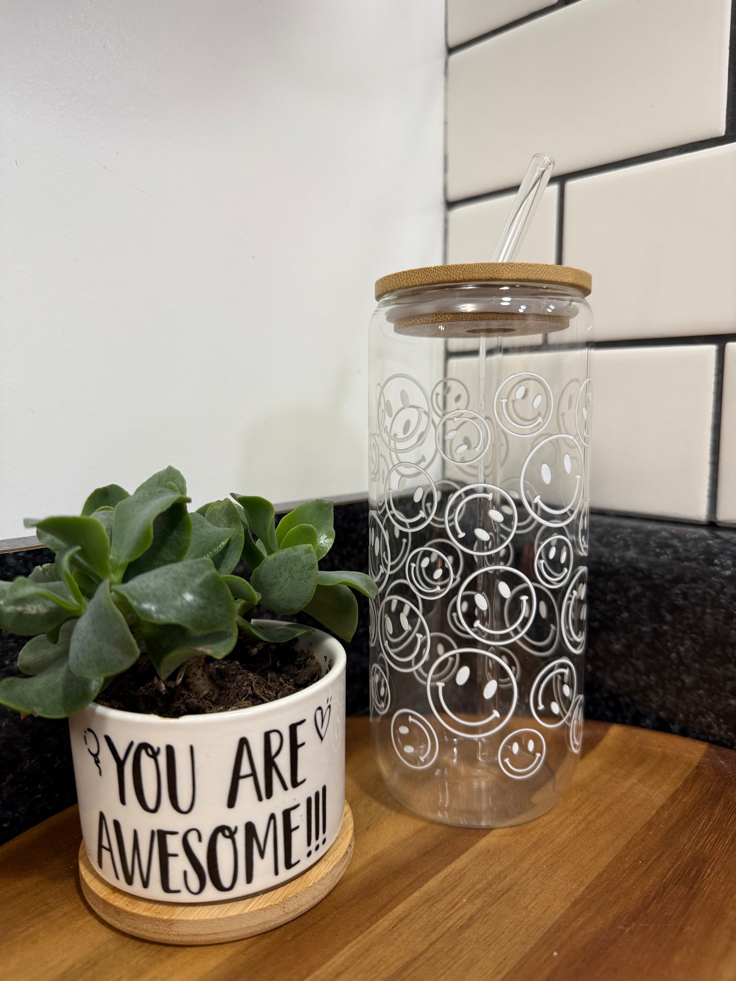 Smiley Glass Tumbler