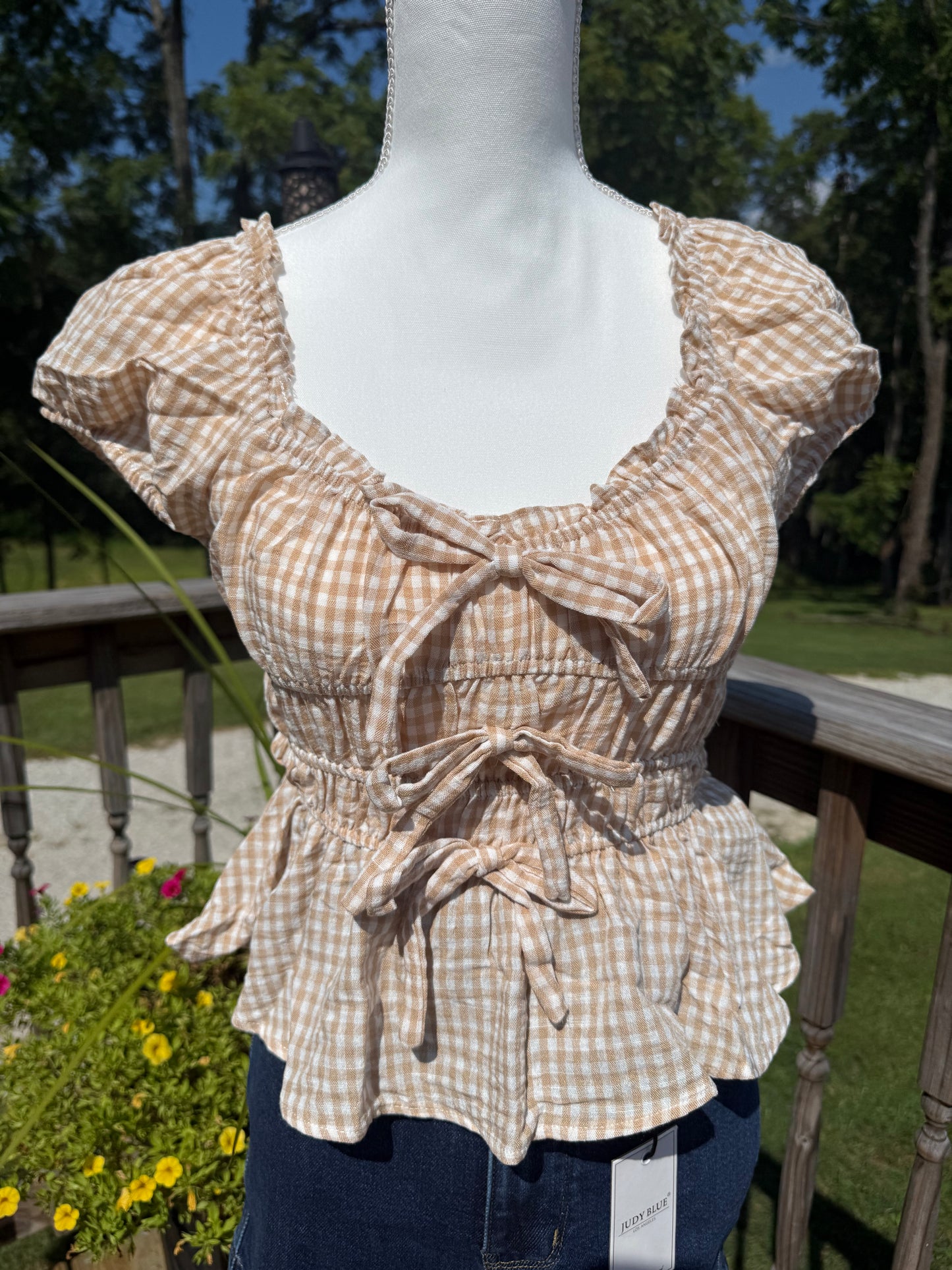 Gingham Bow Top