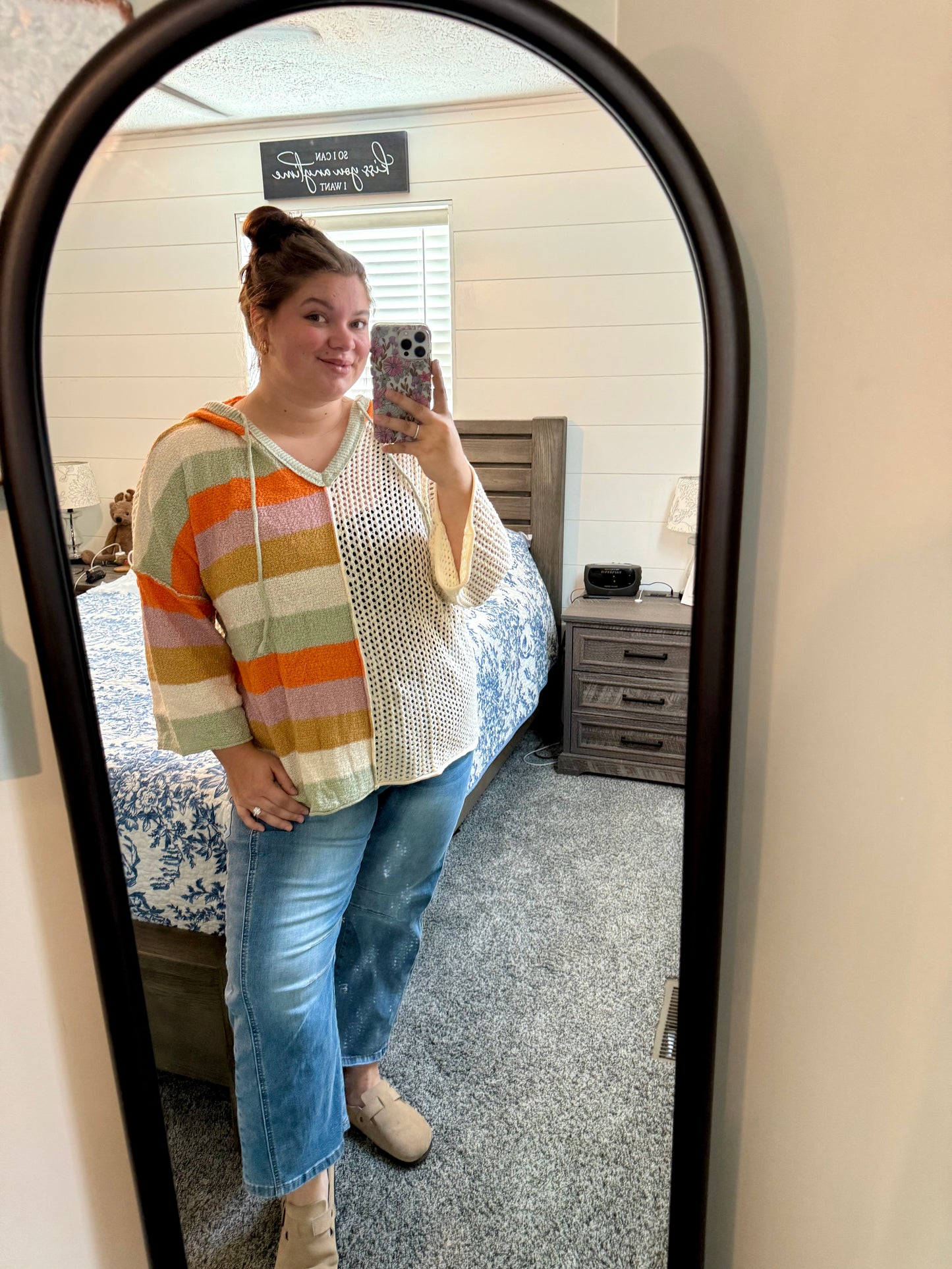 Colorblock Hooded Oversized Sweater