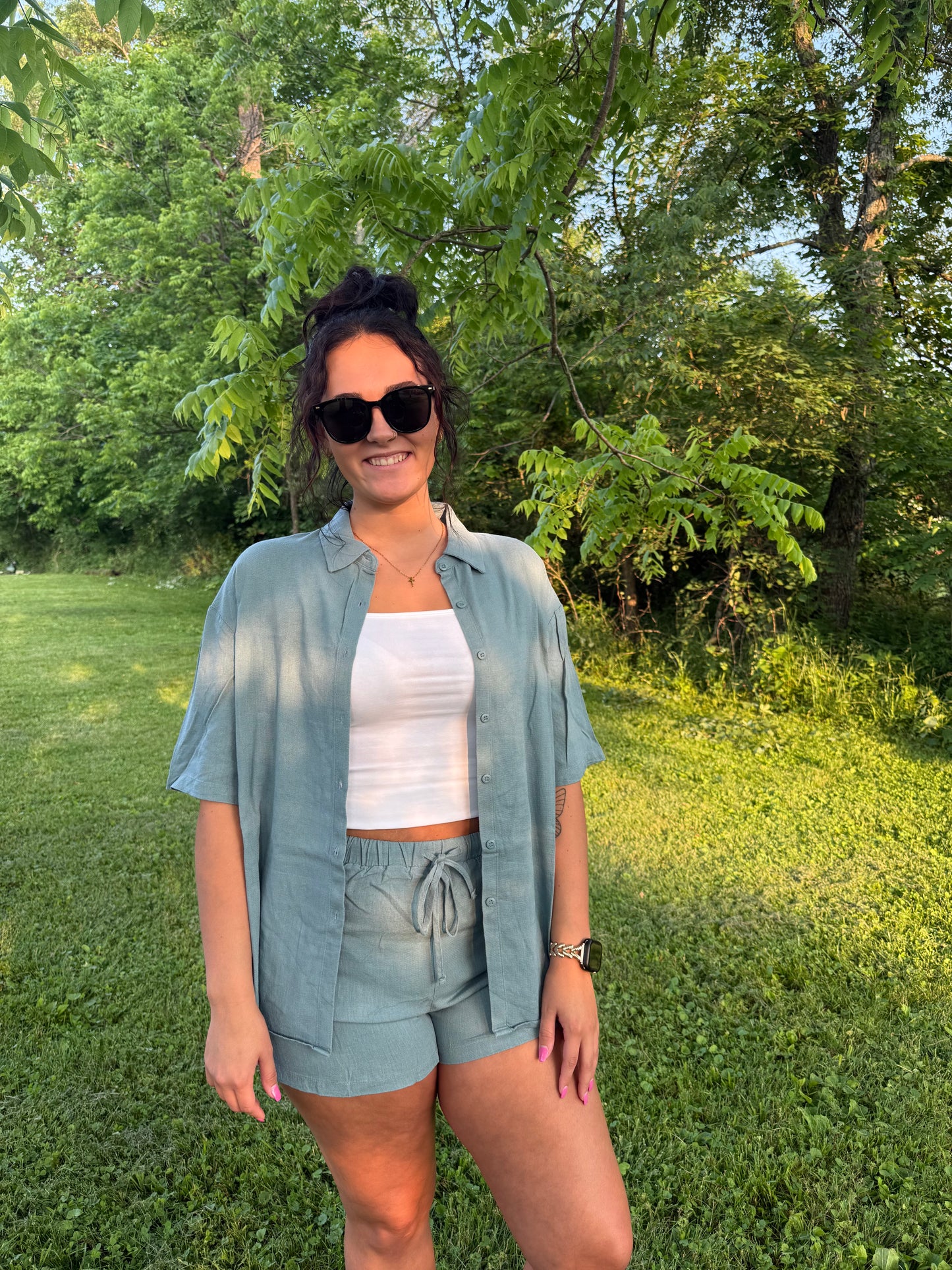 Linen Short + Shirt Set