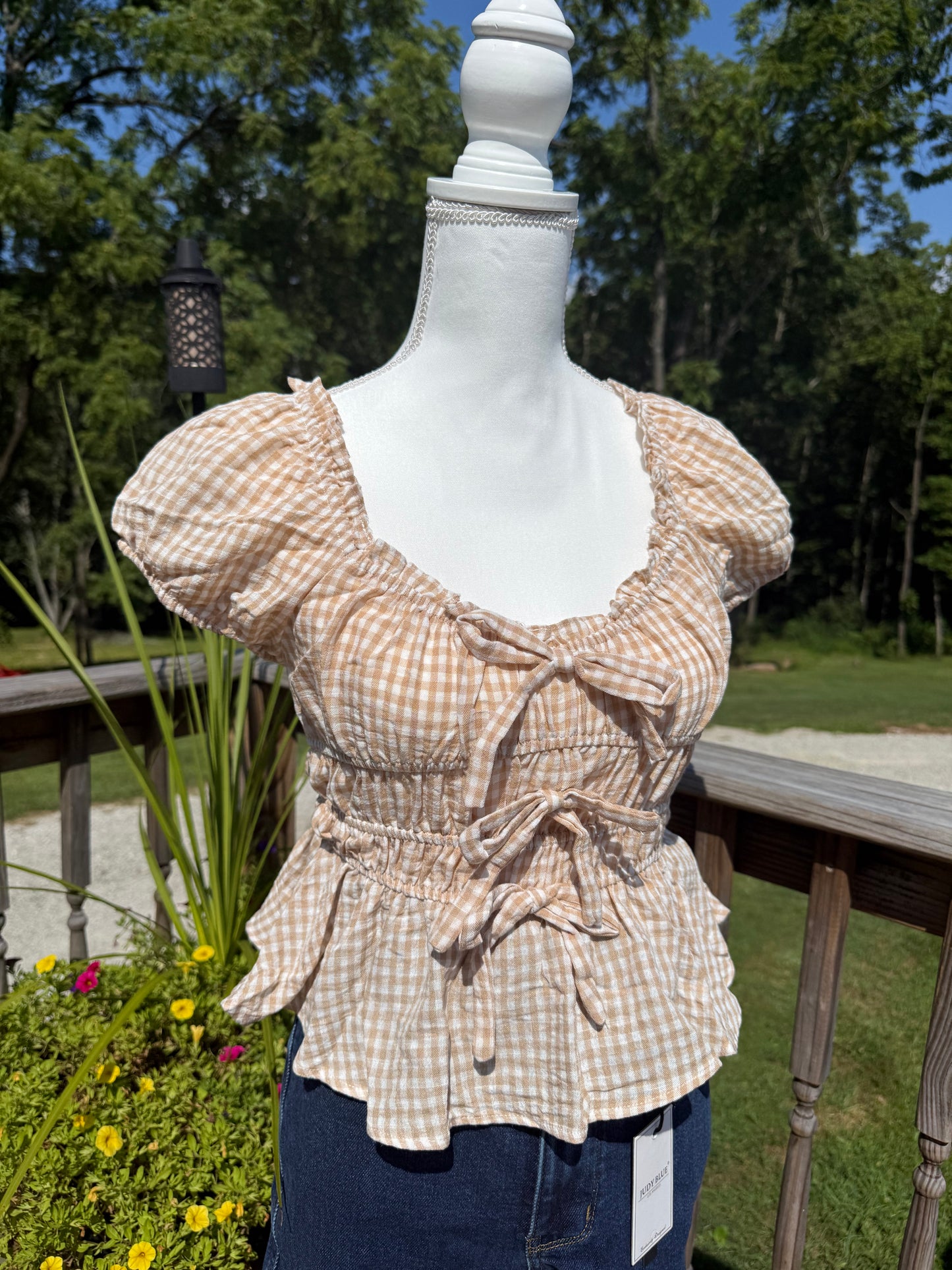 Gingham Bow Top