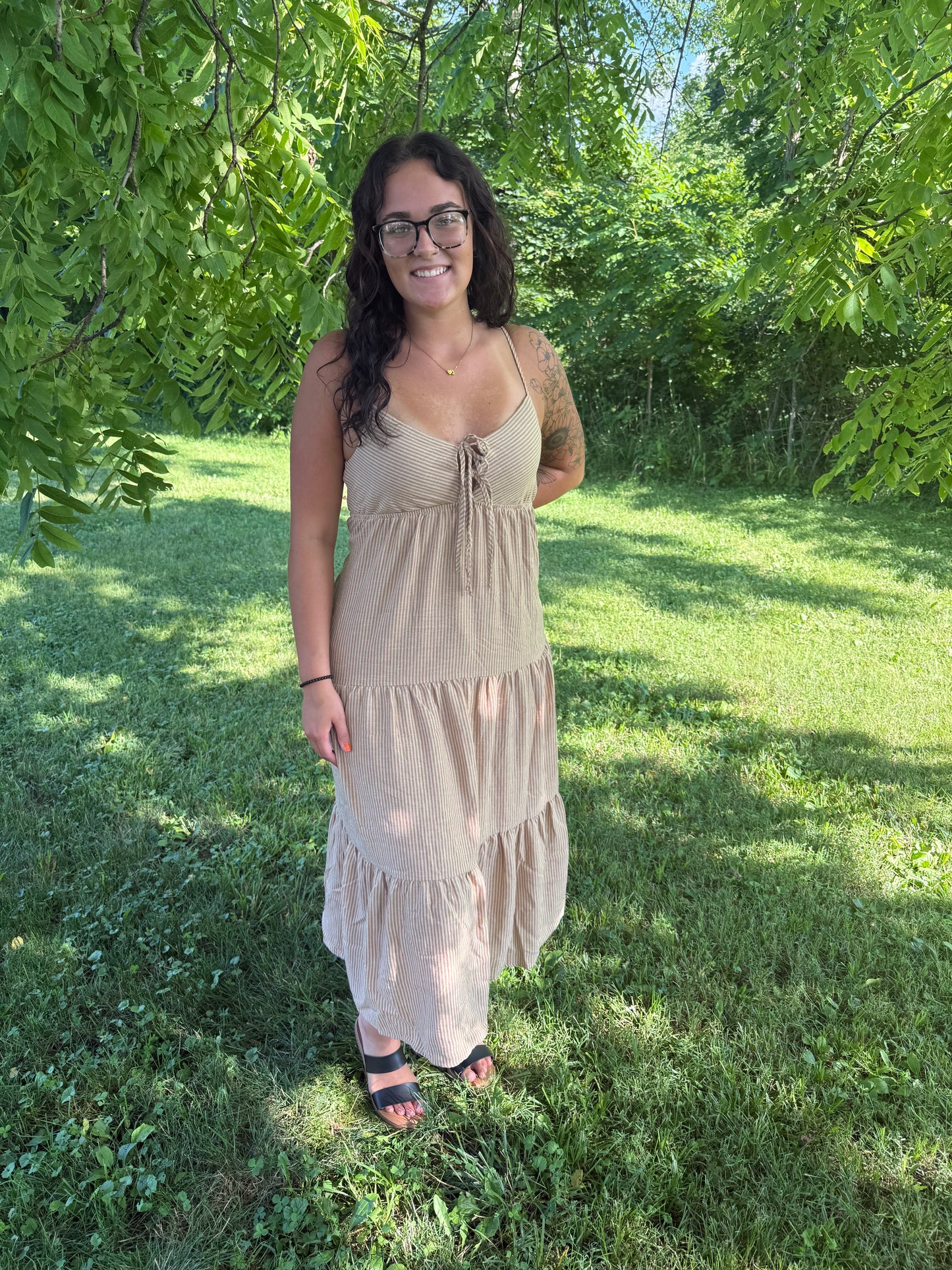Striped Cut-Out Tiered Sundress