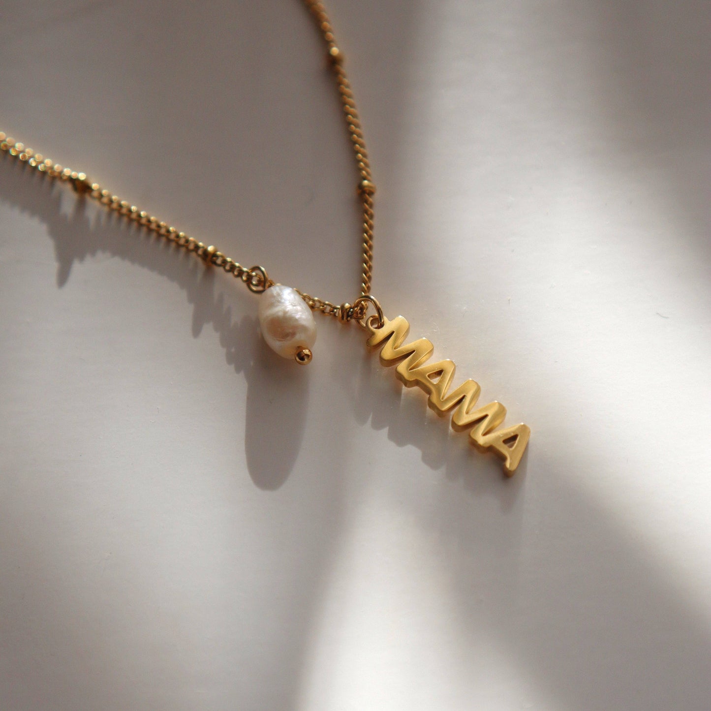 MAMA Pearl Charm Necklace