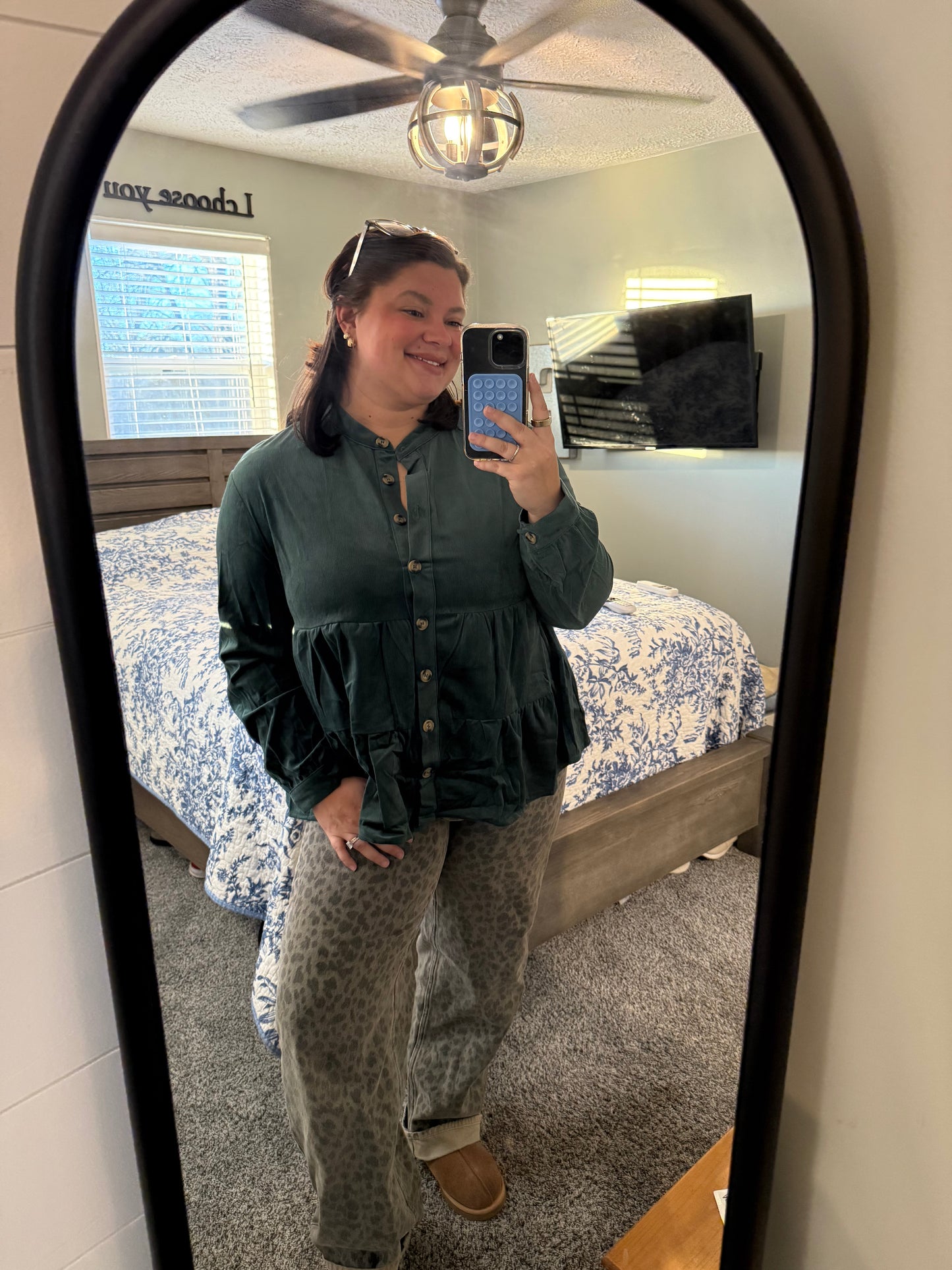 Corduroy Ruffle Tiered Top