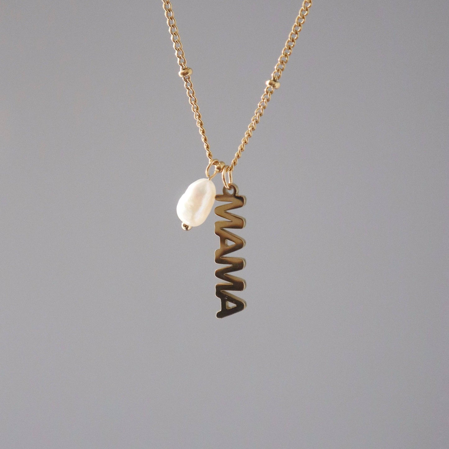 MAMA Pearl Charm Necklace