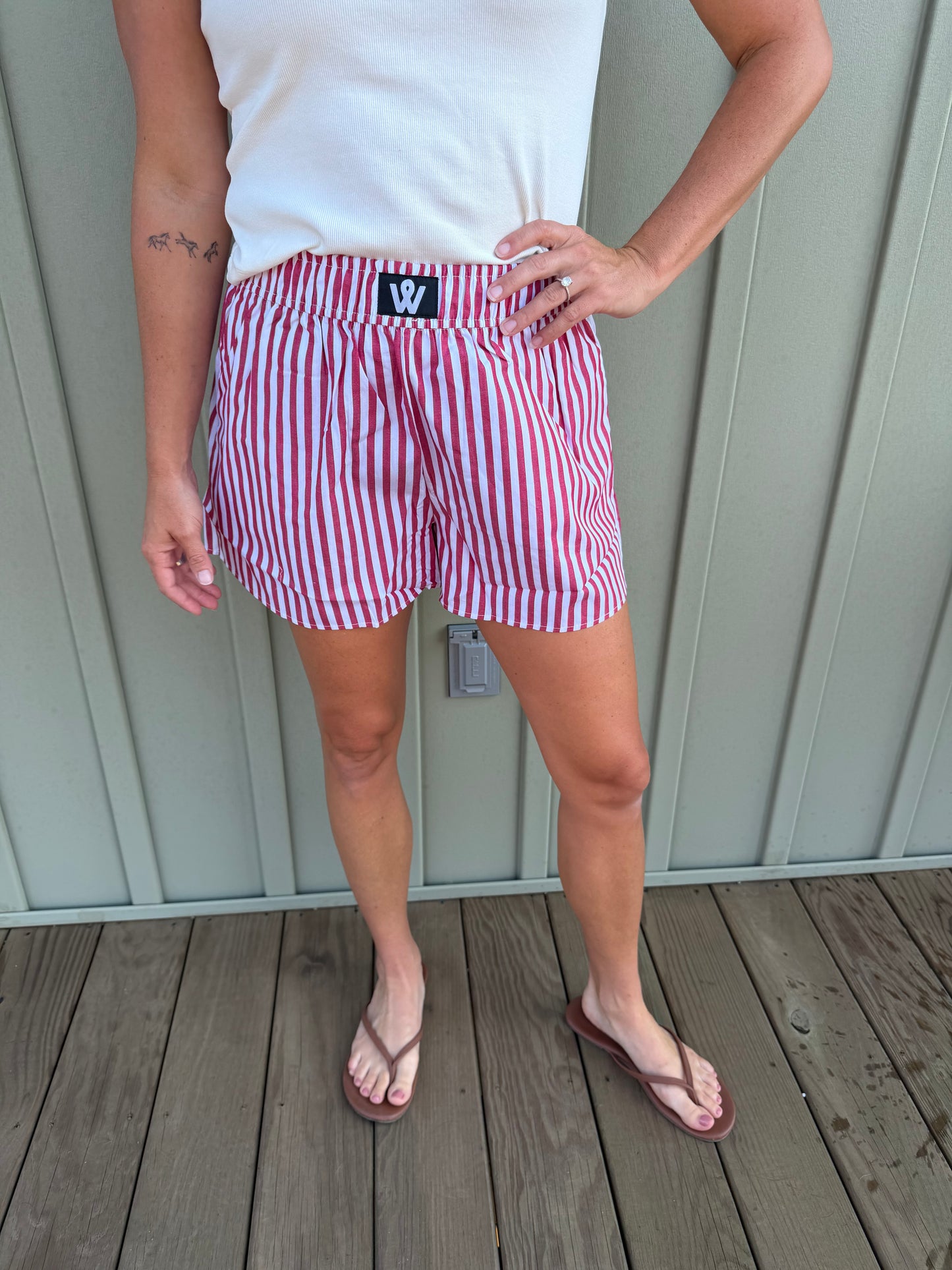 red + white boxer shorts