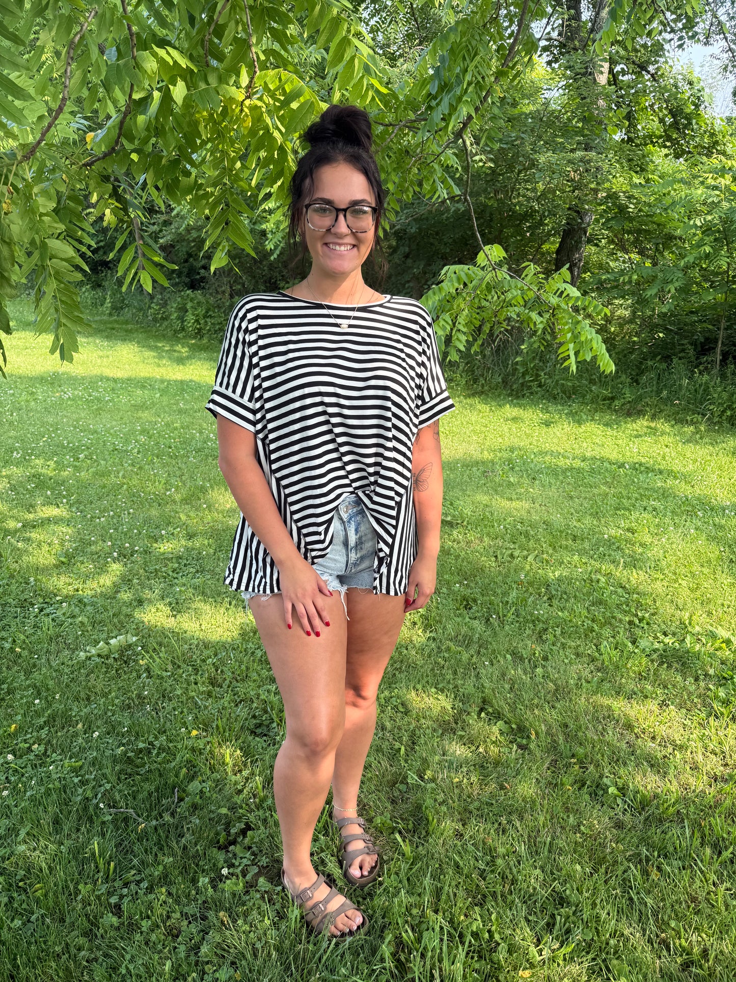 Stripe Batwing Sleeve Top