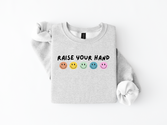 raise your hand graphic crewneck