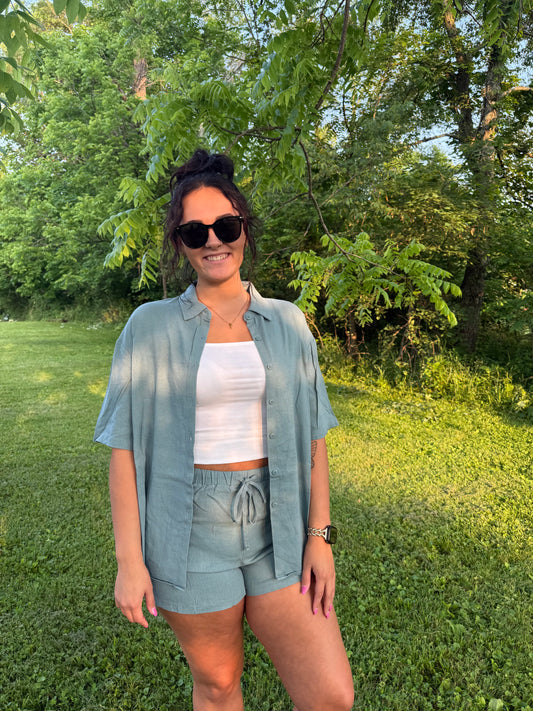 Linen Short + Shirt Set