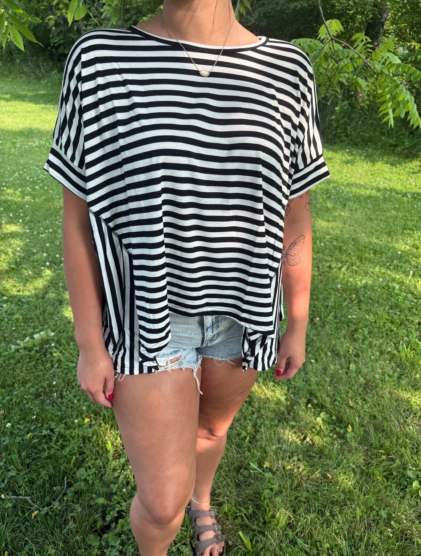 Stripe Batwing Sleeve Top