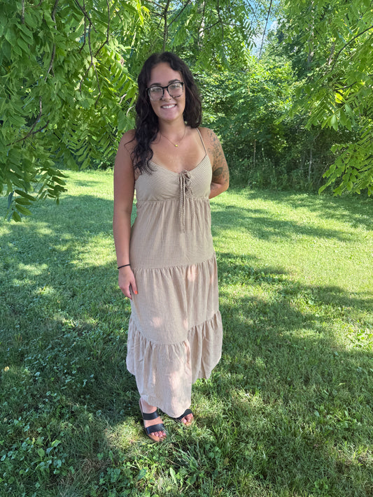Striped Cut-Out Tiered Sundress