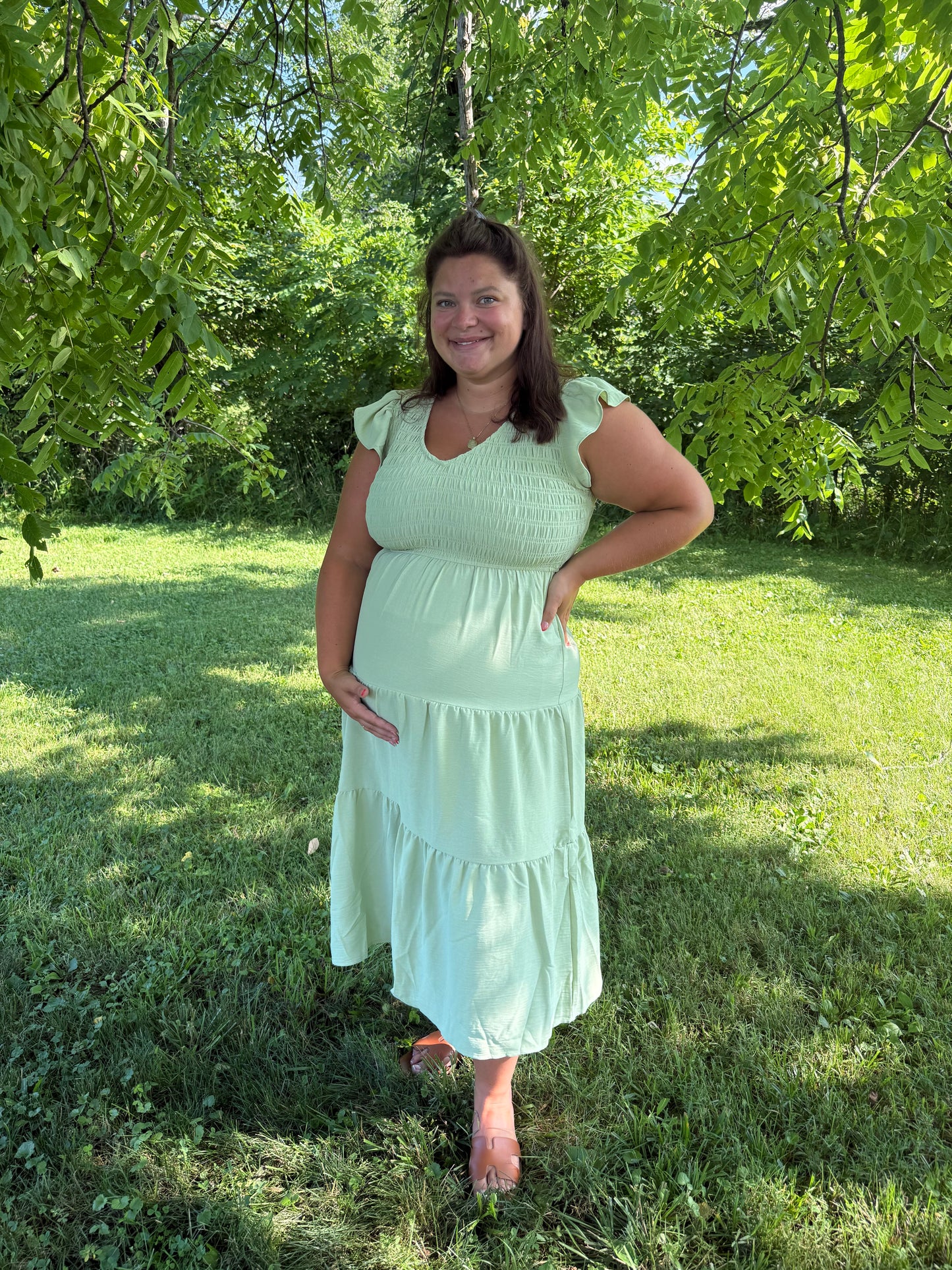 Flutter Sleeve Midi Dress