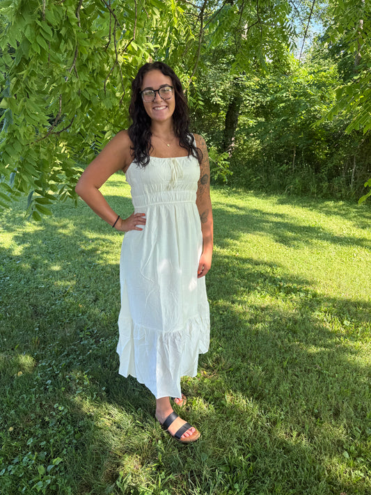 Shirred Waist Midi Dress