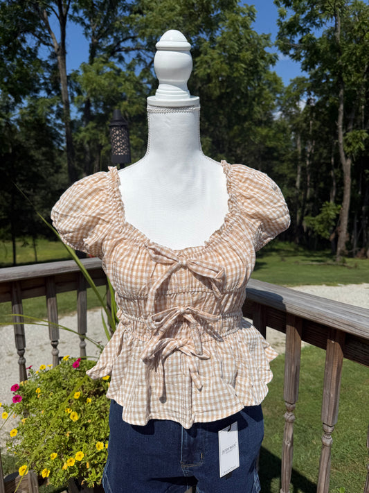 Gingham Bow Top