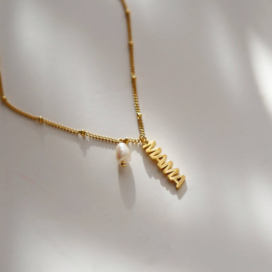 MAMA Pearl Charm Necklace