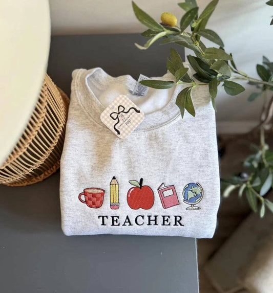 All Things Teacher Embroidered Crewneck